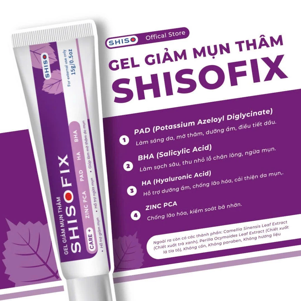 Gel Hỗ Trợ Giảm Mụn Thâm, Hỗ Trợ Mờ Thâm Do Mụn SHISOFIX 15g - Ảnh 3